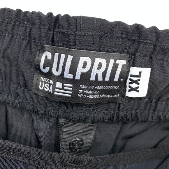Culprit Swimwear Men's XXL Solid Black Swim Short Bottoms NEW - Picture 5 of 5